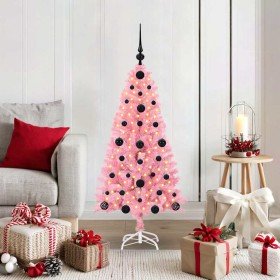 Árbol de Navidad con 150 LED con soporte Rosa 120 cm PVC