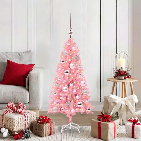 Árbol de Navidad con 150 LED con soporte Rosa 120 cm PVC