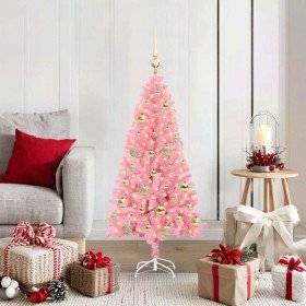 Árbol de Navidad con 150 LED con soporte Rosa 120 cm PVC