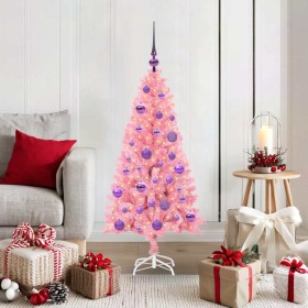 Árbol de Navidad con 150 LED con soporte Rosa 120 cm PVC