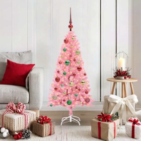 Árbol de Navidad con 150 LED con soporte Rosa 120 cm PVC