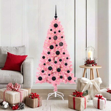 Árbol de Navidad con 150 LED con soporte Rosa 150 cm PVC
