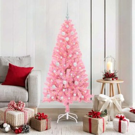Árbol de Navidad con 150 LED con soporte Rosa 150 cm PVC