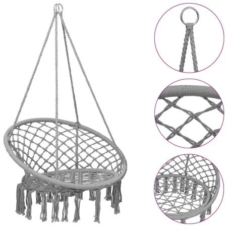 Hammock Swing Hängesessel 80 cm grau von vidaXL, Schaukeln und Wippen - Ref: Foro24-93157, Preis: 55,01 €, Rabatt: %