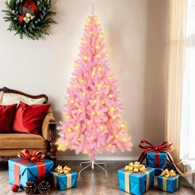 Árbol de Navidad con 300 LED con soporte Rosa 180 cm PVC