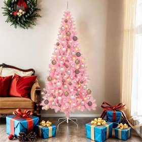Árbol de Navidad con 300 LED con soporte Rosa 180 cm PVC