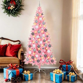Árbol de Navidad con 300 LED con soporte Rosa 180 cm PVC