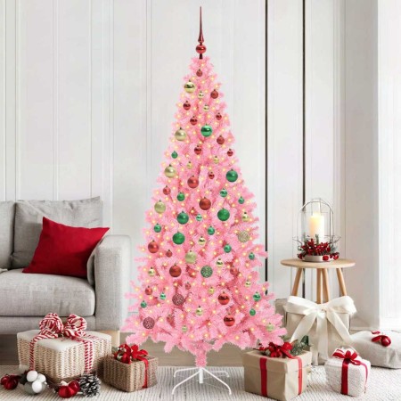 Árbol de Navidad con 300 LED con soporte Rosa 180 cm PVC