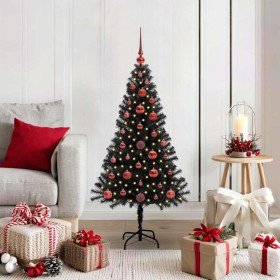 Árbol de Navidad con 150 LED con soporte Negro 120 cm PVC
