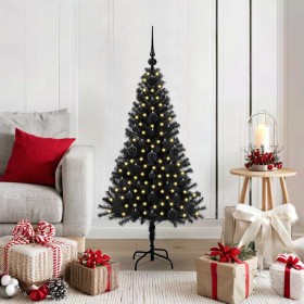 Árbol de Navidad con 150 LED con soporte Negro 120 cm PVC