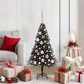 Árbol de Navidad con 150 LED con soporte Negro 120 cm PVC