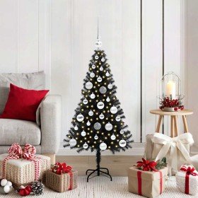 Árbol de Navidad con 150 LED con soporte Negro 120 cm PVC