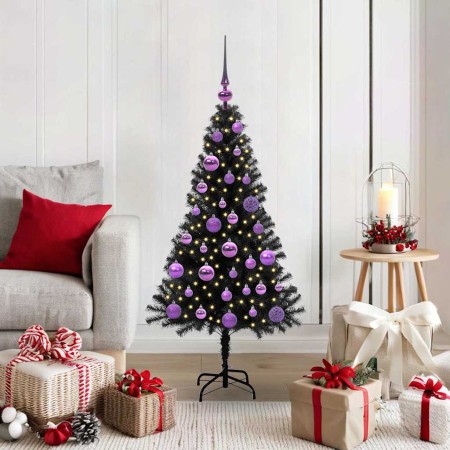 Árbol de Navidad con 150 LED con soporte Negro 120 cm PVC