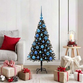 Árbol de Navidad con 150 LED con soporte Negro 120 cm PVC