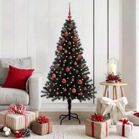 Árbol de Navidad con 150 LED con soporte Negro 150 cm PVC