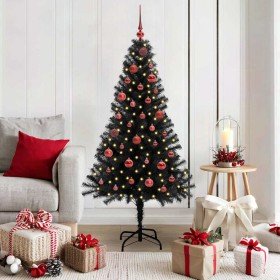 Árbol de Navidad con 150 LED con soporte Negro 150 cm PVC