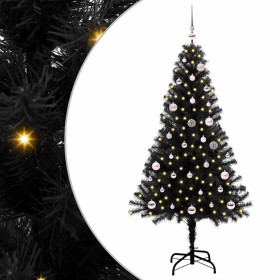 Árbol de Navidad con 150 LED con soporte Negro 150 cm PVC