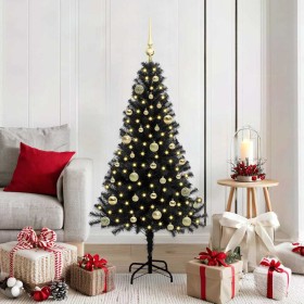 Árbol de Navidad con 150 LED con soporte Negro 150 cm PVC
