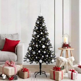 Árbol de Navidad con 150 LED con soporte Negro 150 cm PVC