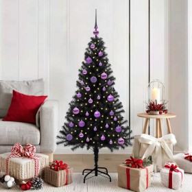 Árbol de Navidad con 150 LED con soporte Negro 150 cm PVC