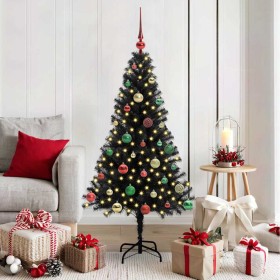 Árbol de Navidad con 150 LED con soporte Negro 150 cm PVC