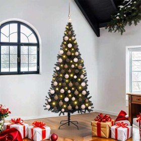 Árbol de Navidad con 300 LED con soporte Negro 180 cm PVC