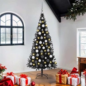Árbol de Navidad con 300 LED con soporte Negro 180 cm PVC