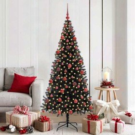 Árbol de Navidad con 300 LED con soporte Negro 180 cm PVC