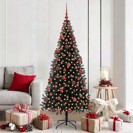 Árbol de Navidad con 300 LED con soporte Negro 180 cm PVC