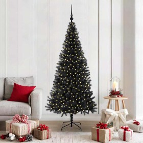 Árbol de Navidad con 300 LED con soporte Negro 180 cm PVC