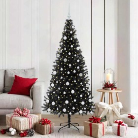Árbol de Navidad con 300 LED con soporte Negro 180 cm PVC