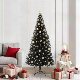 Árbol de Navidad con 300 LED con soporte Negro 180 cm PVC