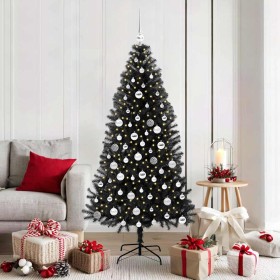 Árbol de Navidad con 300 LED con soporte Negro 180 cm PVC