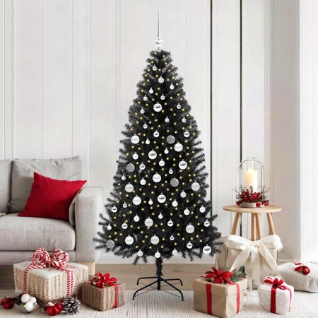 Árbol de Navidad con 300 LED con soporte Negro 180 cm PVC