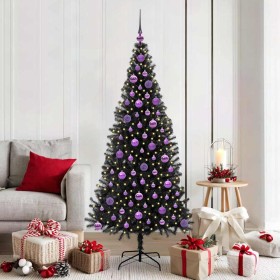Árbol de Navidad con 300 LED con soporte Negro 180 cm PVC