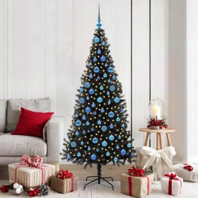 Árbol de Navidad con 300 LED con soporte Negro 180 cm PVC