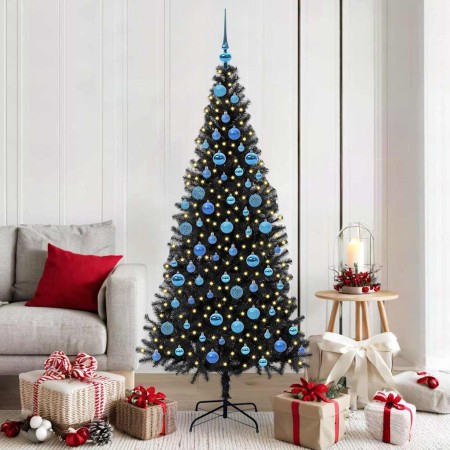 Árbol de Navidad con 300 LED con soporte Negro 180 cm PVC