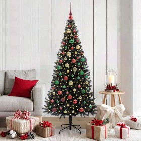 Árbol de Navidad con 300 LED con soporte Negro 180 cm PVC