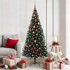 Árbol de Navidad con 300 LED con soporte Negro 180 cm PVC