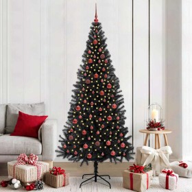 Árbol de Navidad con 300 LED con soporte Negro 210 cm PVC