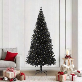 Árbol de Navidad con 300 LED con soporte Negro 210 cm PVC