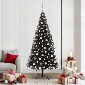 Árbol de Navidad con 300 LED con soporte Negro 210 cm PVC