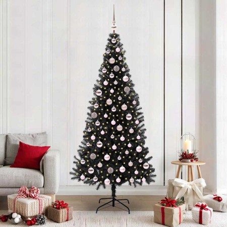 Árbol de Navidad con 300 LED con soporte Negro 210 cm PVC