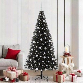 Árbol de Navidad con 300 LED con soporte Negro 210 cm PVC
