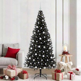 Árbol de Navidad con 300 LED con soporte Negro 210 cm PVC