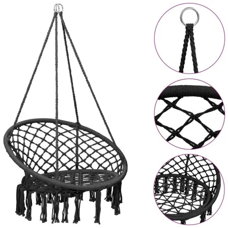 Hanging hammock swing chair 80 cm anthracite by vidaXL, Swings and seesaws - Ref: Foro24-93156, Price: 64,18 €, Discount: %