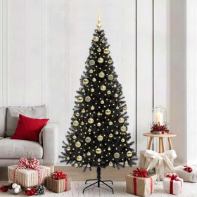 Árbol de Navidad con 300 LED con soporte Negro 210 cm PVC