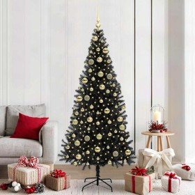 Árbol de Navidad con 300 LED con soporte Negro 210 cm PVC