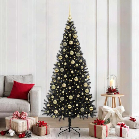 Árbol de Navidad con 300 LED con soporte Negro 210 cm PVC