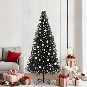Árbol de Navidad con 300 LED con soporte Negro 210 cm PVC